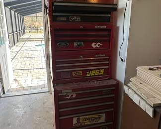 Craftsman Red 10-Drawer Rolling Tool Chest with Ford, JEGS, and Speedway Decals