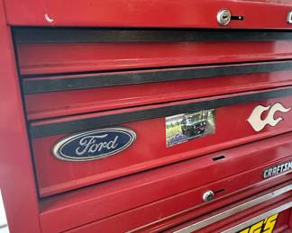 Craftsman Red 10-Drawer Rolling Tool Chest with Ford, JEGS, and Speedway Decals