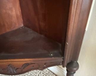 Victorian Eastlake Carved Walnut Corner Etagere