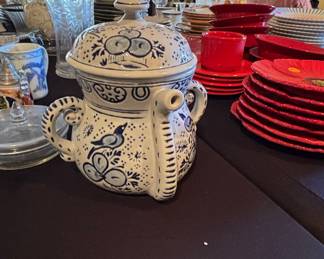 Vintage Avon Blue and White Bird Motif Ceramic Pitcher