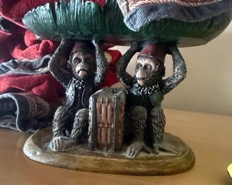 Denzine Hand Painted Monkey Figurine with Basket