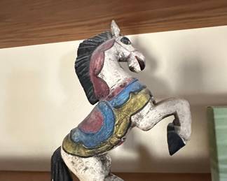 Vintage Hand-Carved Painted Wooden Carousel Horse Figurine