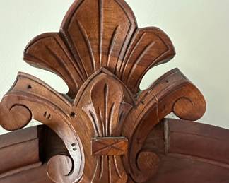 Victorian Eastlake Walnut Dresser with Mirror and Marble Top