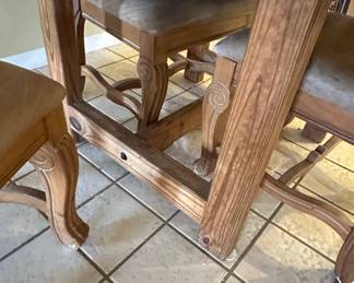 Rustic Oak Dining Set with Upholstered Chairs
