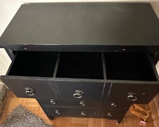 Black Lacquered Campaign Chest of Drawers