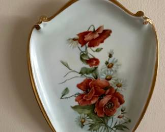 Hand-Painted Porcelain Decorative Plate with Poppies by Marie Hickey, Mz Austria