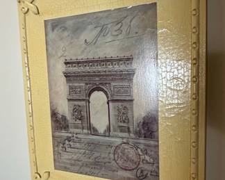 Framed Arc de Triomphe Print with French Postmarks