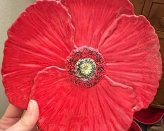 Fleur Rouge by Nanette Vacher for Ambiance Collections Red Poppy Salad/Dessert Plate