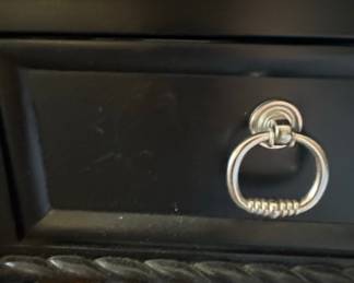 Black Wooden End Table with Drawer