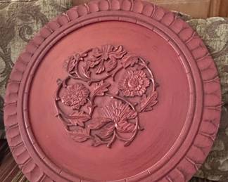 Vintage Chinese Cinnabar Lacquer Plate with Floral Motif