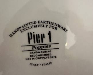 Pier 1 "Poppies" Handpainted Earthenware Square Plate