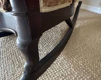 Victorian Walnut Rocking Chair with Floral Upholstery