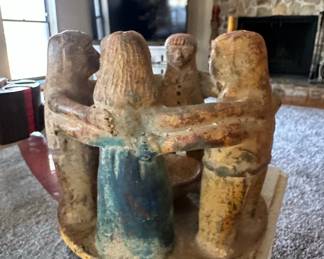 Terracotta 'Circle of Friends' Candle Holder Figurine