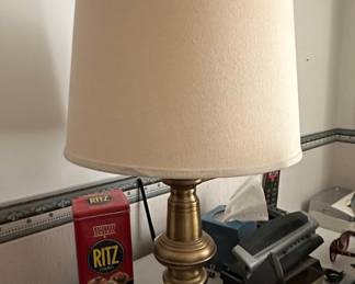 Stiffel Brass Table Lamp with Cream Fabric Shade