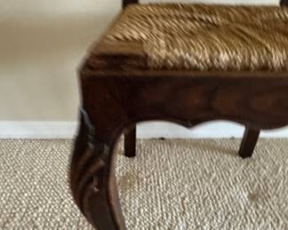 Antique French Louis XV Style Walnut Ladder Back Side Chair with Rush Seat