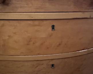 Antique Birdseye Maple Bow Front Chest of Drawers