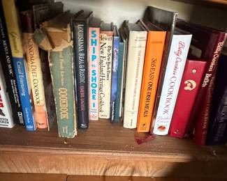 Collection of Vintage Cookbooks including Betty Crocker, Emeril Lagasse, and Regional Titles