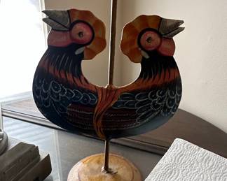 Vintage Toleware Rooster Candle Holder