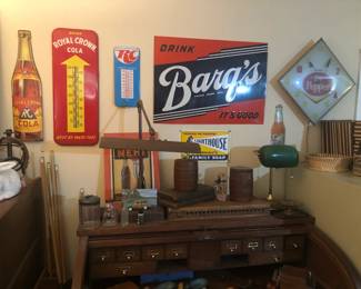 RC COLA Metal Bottle Sign, ROYAL CROWN COLA Metal Thermometer, RC Metal Thermometer, Metal BARQ'S Sign, Dr Pepper Advertising Clock, Metal NEHI Sign & More!