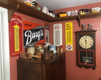 Royal Crown Cola Thermometer, Drink Barq's Sign ,Barq's Bottle Sign, RC Thermometer, Pepsi   Thermometer, National Biscuit Company Clock