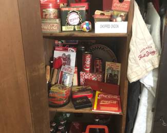 Shelves & Top Of Wardrobe Full of Coca Cola Collectible! 