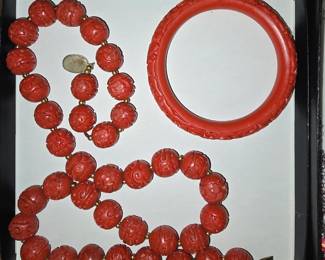 Cinnabar Necklace & Bangle Set