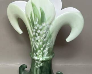 Lot 313 | Handpainted Lily of the Valley Fleur de Lis Vase
