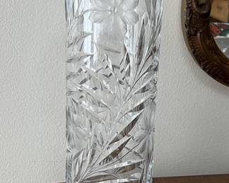 Lot 33 | Antique Etched & Cut Crystal Cylinder Vase
