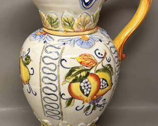 Lot 310 | Large Ceramic Italian Motif Handled Jug Pitcher
