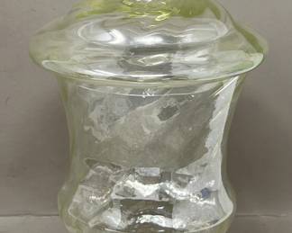 Lot 115 | Green Depression Glass Apothecary Jar Uranium
