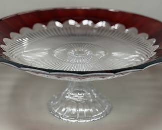 Lot 140 | Mikasa Crimson Dawn Glass Cake Stand
