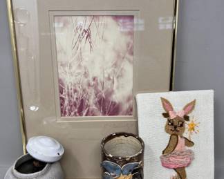 Lot 84 | Vintage Bunny Ballerina Needlepoint, Pottery,
