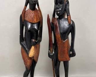 Lot 94 | Carved Wood Maasai Couple African Figurine
