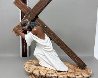 Lot 134 | Cast Plaster Vintage Accurate Black Jesus w Cross
