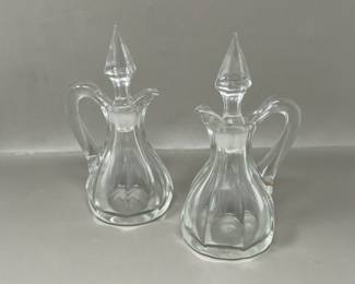 Lot 24 | Pair of Mouthblown Glass Cruets w Stoppers
