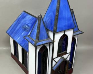 Lot 317 | Stained Glass Chapel Church Luminary Lantern
