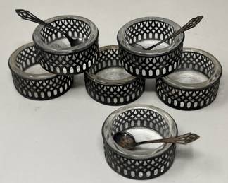 Lot 194 | Sterling Silver Antique Salt Cellars w Spoons
