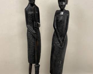 Lot 95 | Carved Wood Couple African Figurine Statues
