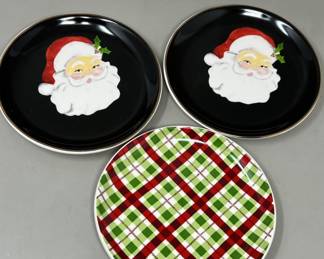 Lot 267 | Christmas Santa Plaid Dessert Side Plates
