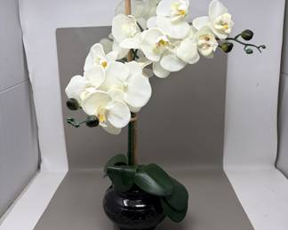 Lot 130 | Faux Orchid Centerpiece in Ceramic Vase
