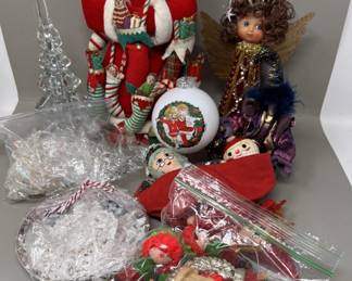 Lot 288 | Vintage Christmas Santa Doll, Ornaments, Elves

