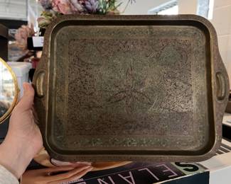 Lot 239 | Vintage Indian Brass Vanity Tray, Has Dent, Shown
