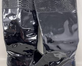 Lot 61 | Sz 7 Ladies COACH Brand Patent Leather Boots Knee
