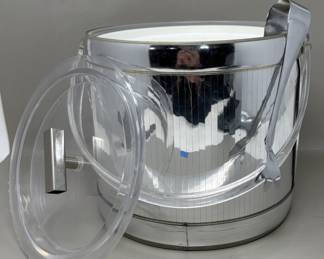 Lot 129 | Mirror Wrapped Vintage Ice Bucket w Tongs
