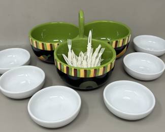 Lot 14 | Ceramic Serving Dishes, Sauce Plates, Picks
