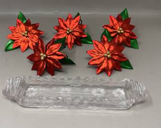Lot 193 | Poinsettia Napkin Rings, As Is Antique Cracker
