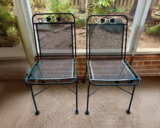 Pair of iron patio chairs