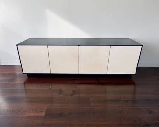 MCM Florence Knoll black and white lacquered floating cabinet