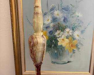 Tall Turned Onyx Lamp 