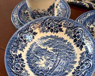 Vintage Churchill English Scene Blue Staffordshire 